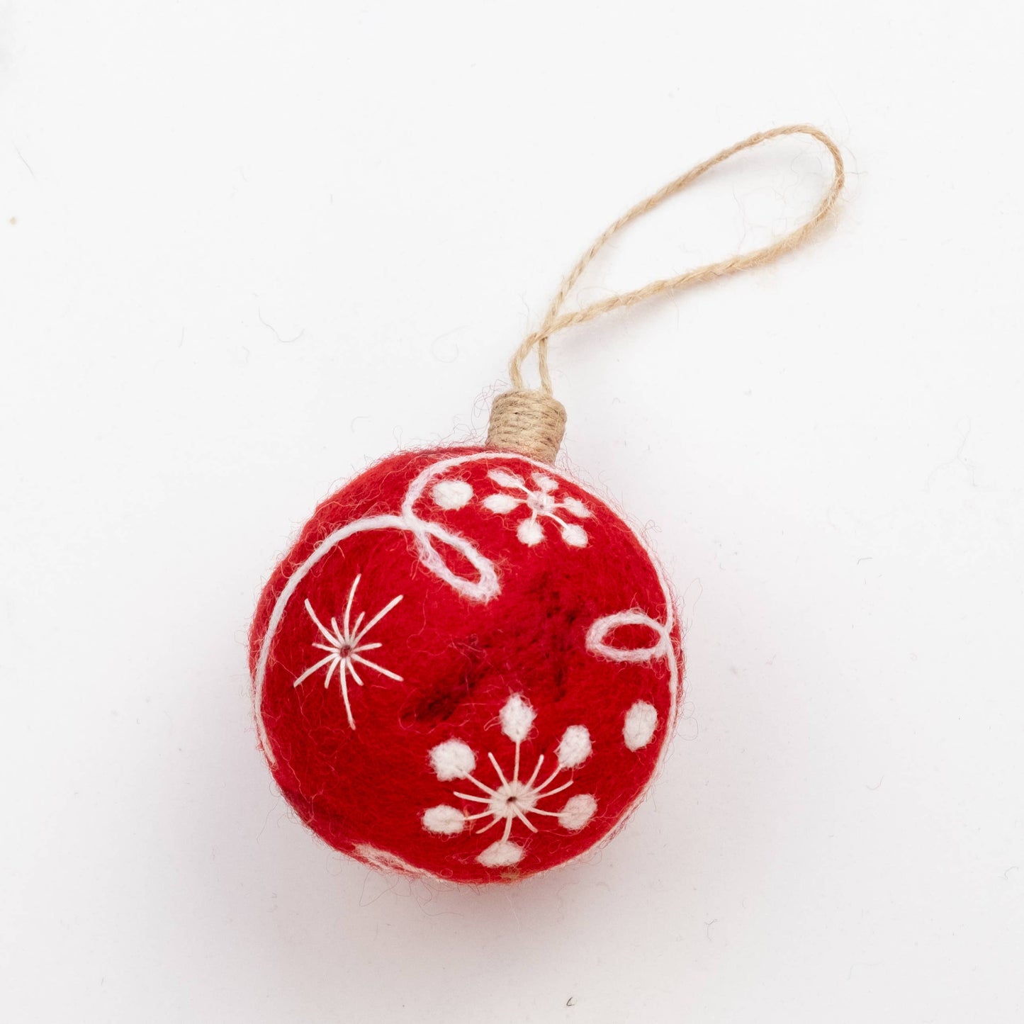 Embroidered Red Ball Ornament - Assorted