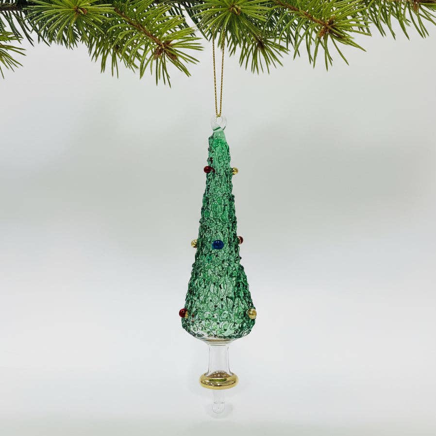 Blown Glass Ornament - Pine Tree Green