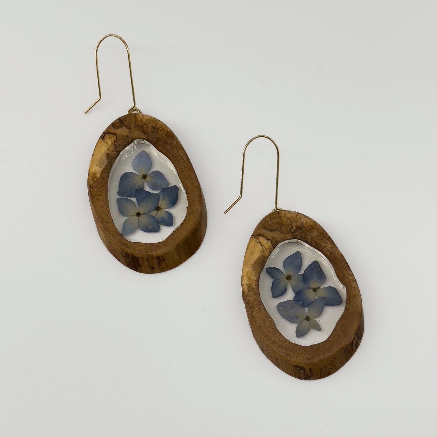 Botanical Wood-Framed Flower Earrings