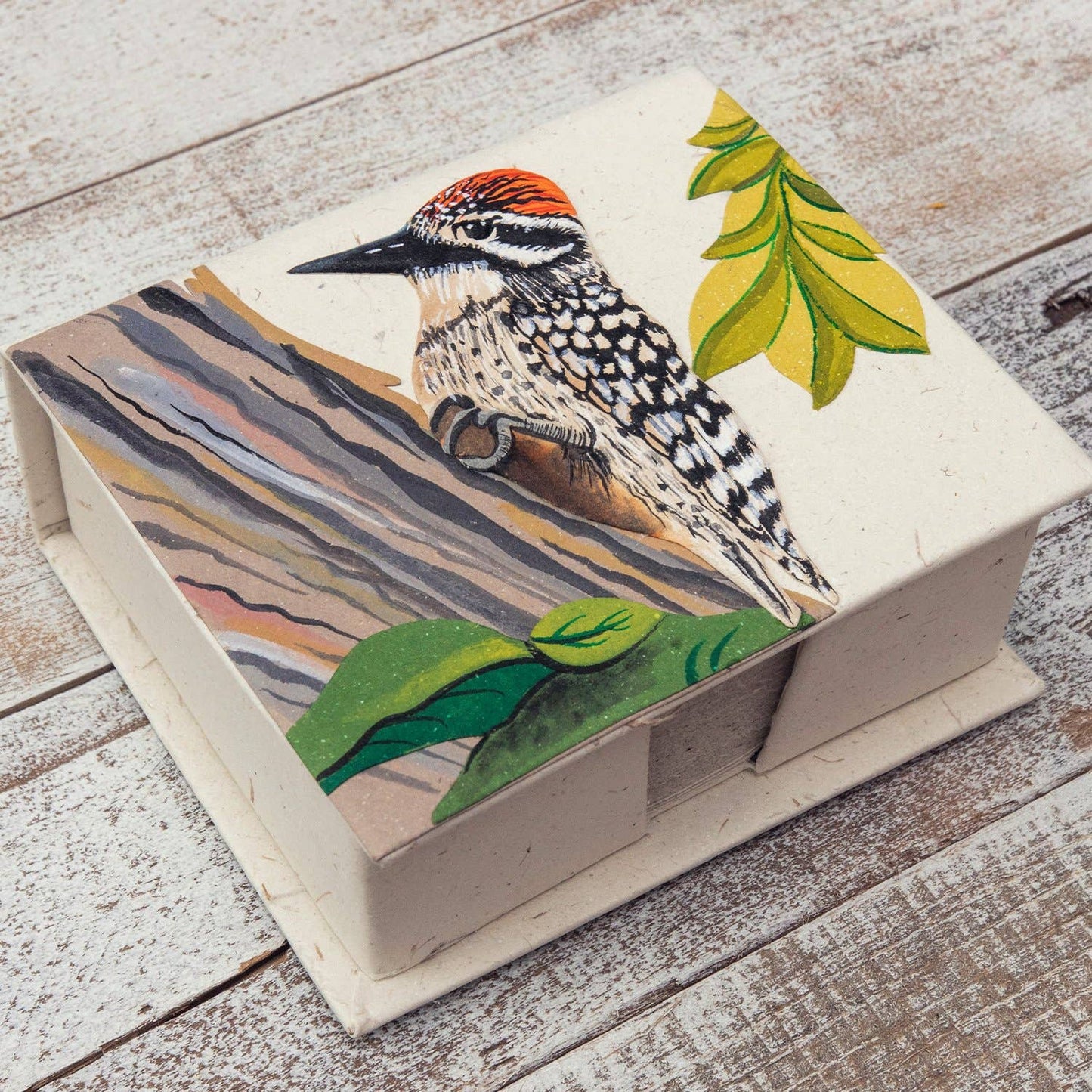 Note Box - Woodpecker/Natural White