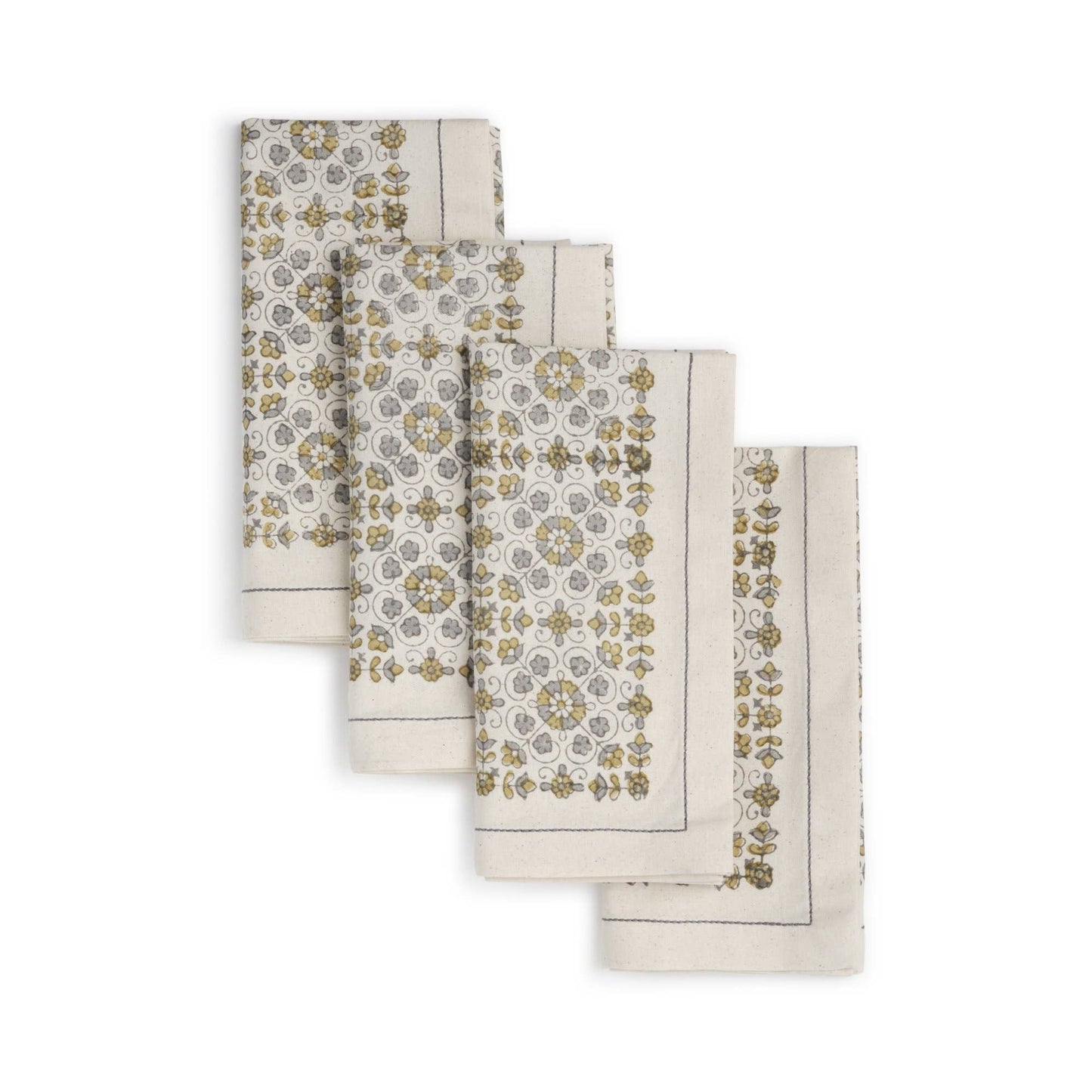 Hand Block Printed Cotton Napkin Set (4) - Lily