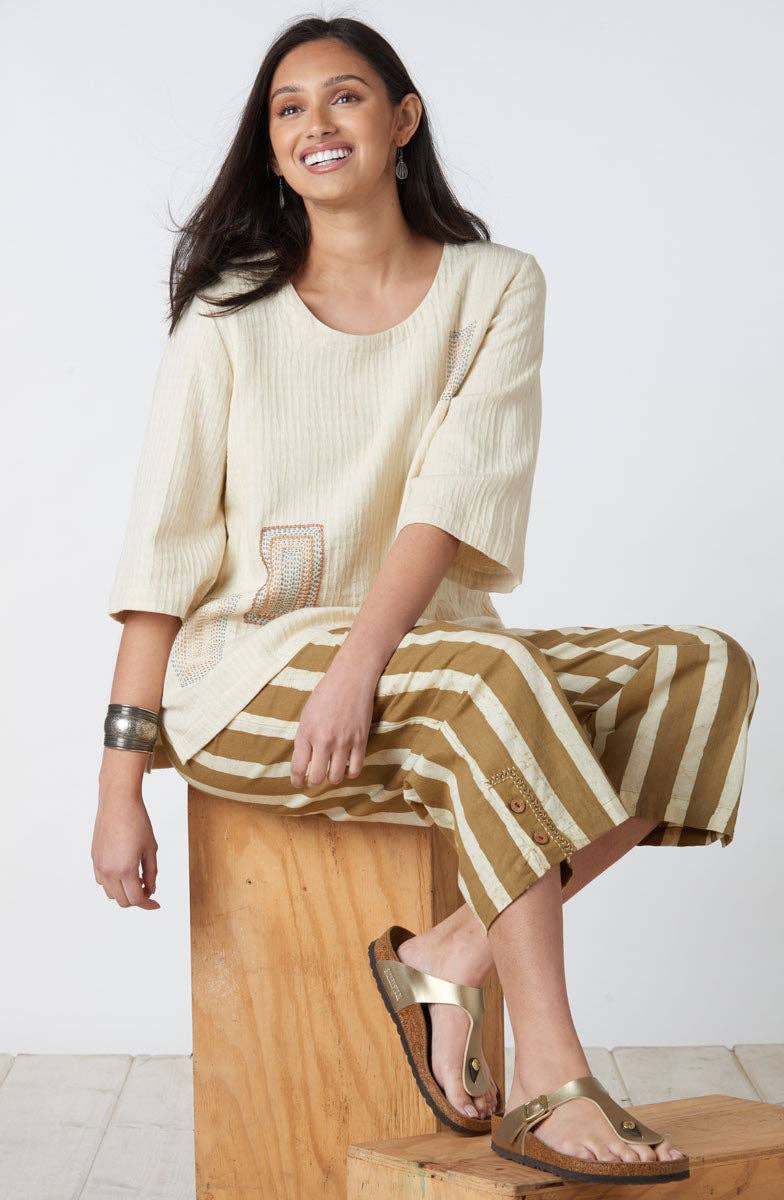 Kesari Pull-On Crop Pant - Straw