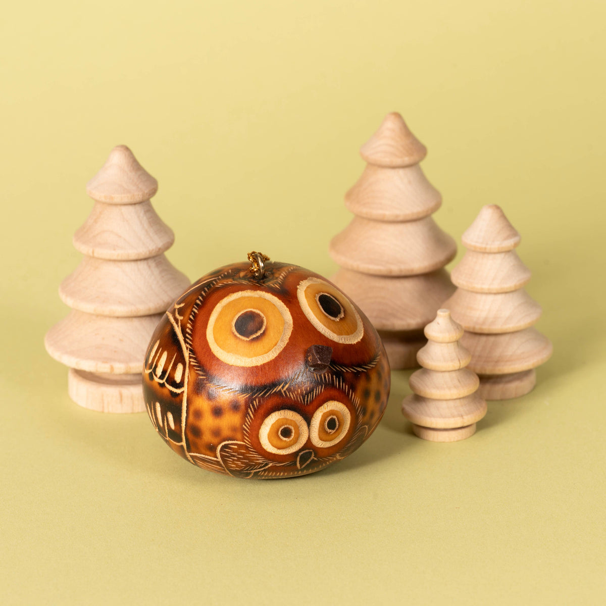 Mini Owl Gourd Ornament - Assorted