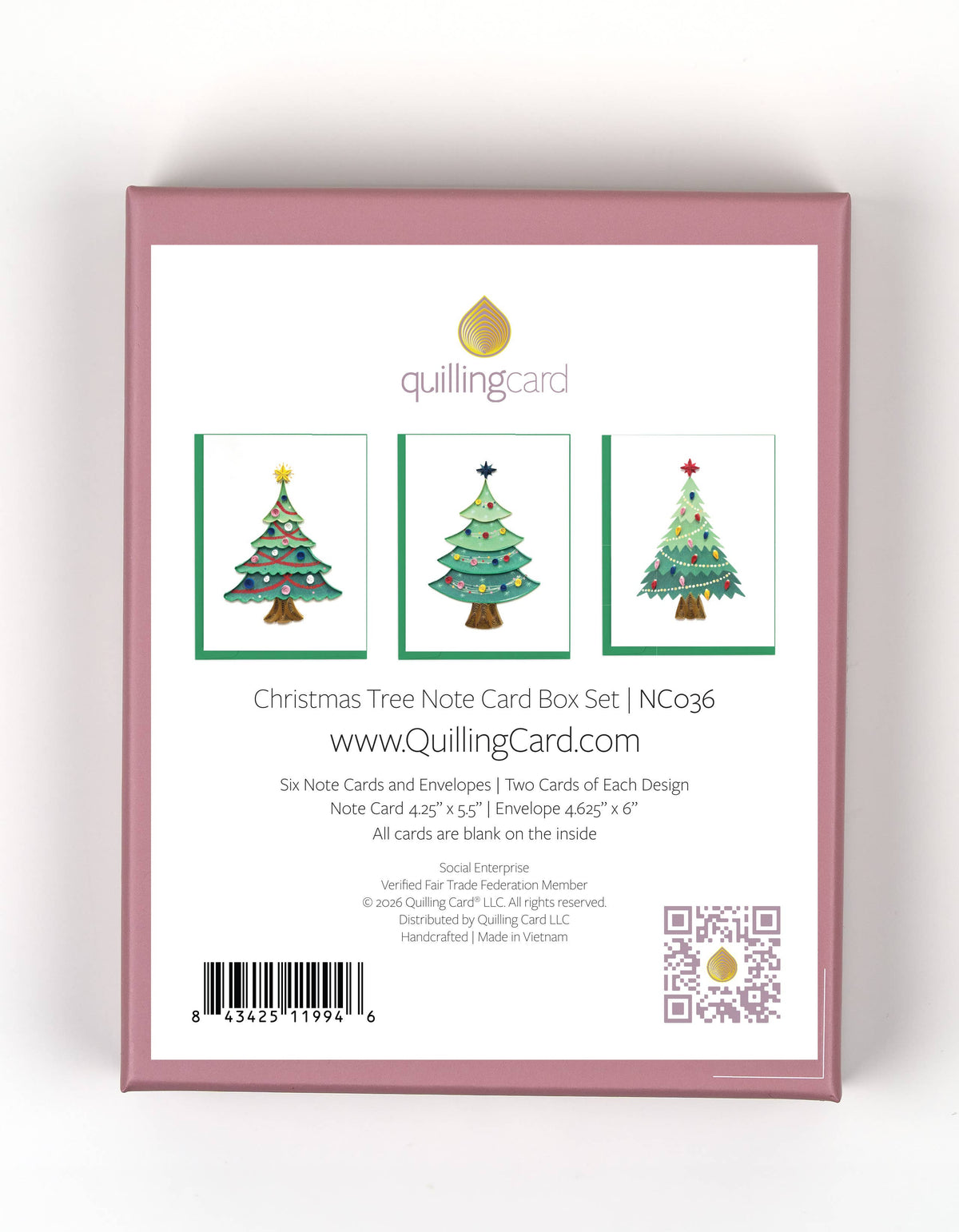 Quilled Christmas Trees Note Card Box Set