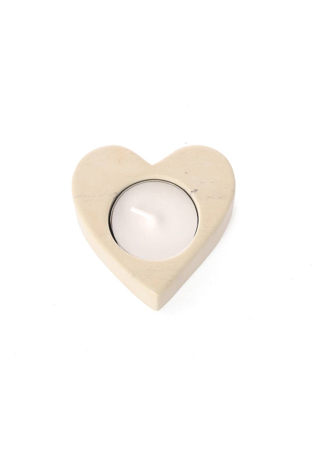 Natural Soapstone Heart Tea Light Candle Holder  - Valentine's Day Gifts