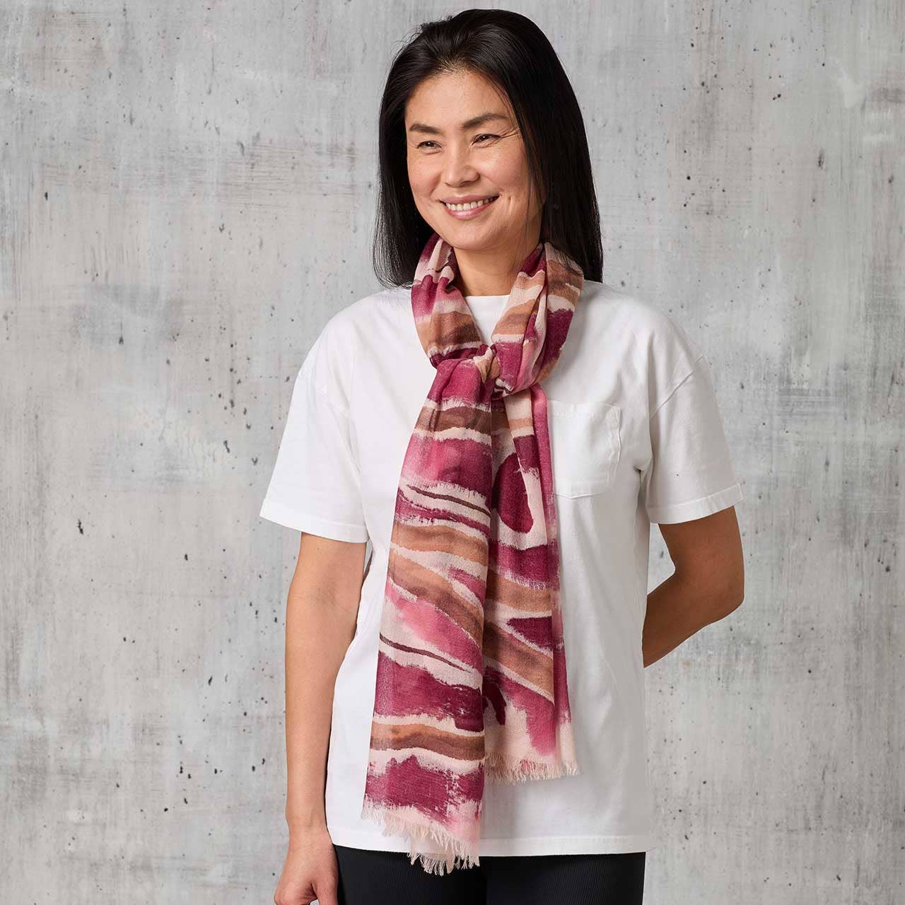 Plum Meadow Hand-Painted Scarf