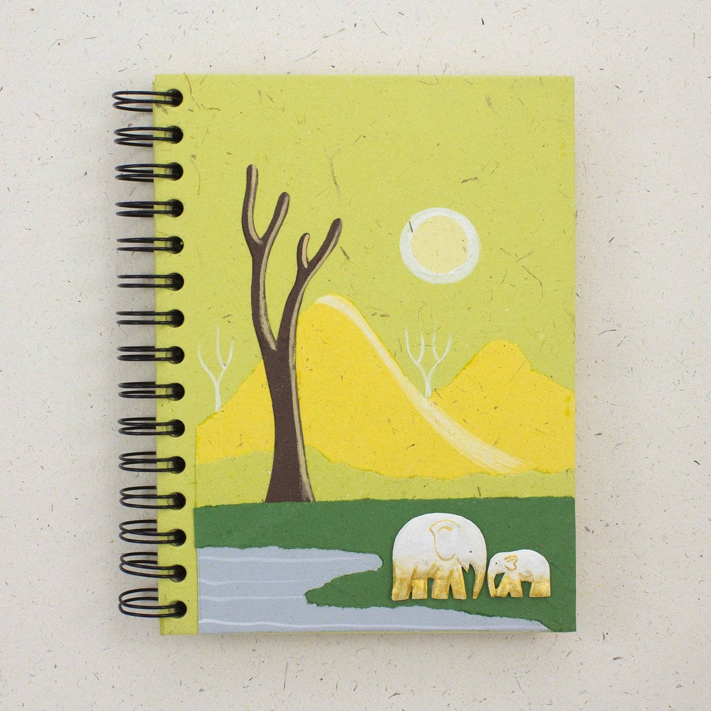 Large Notebook - Elephants Light Green