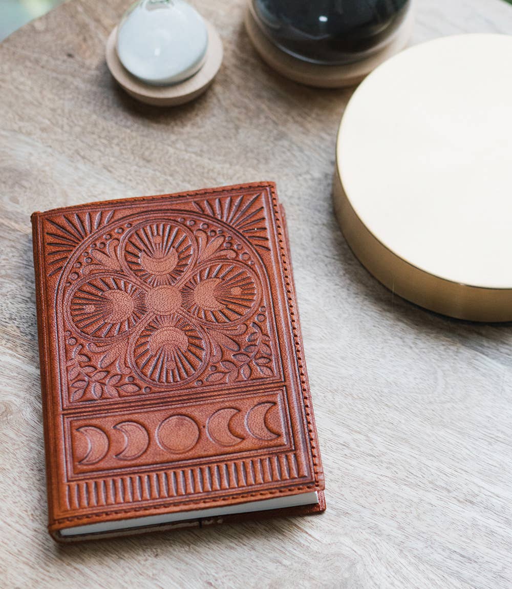 Refillable Leather Journal - Moon Phase/Embossed