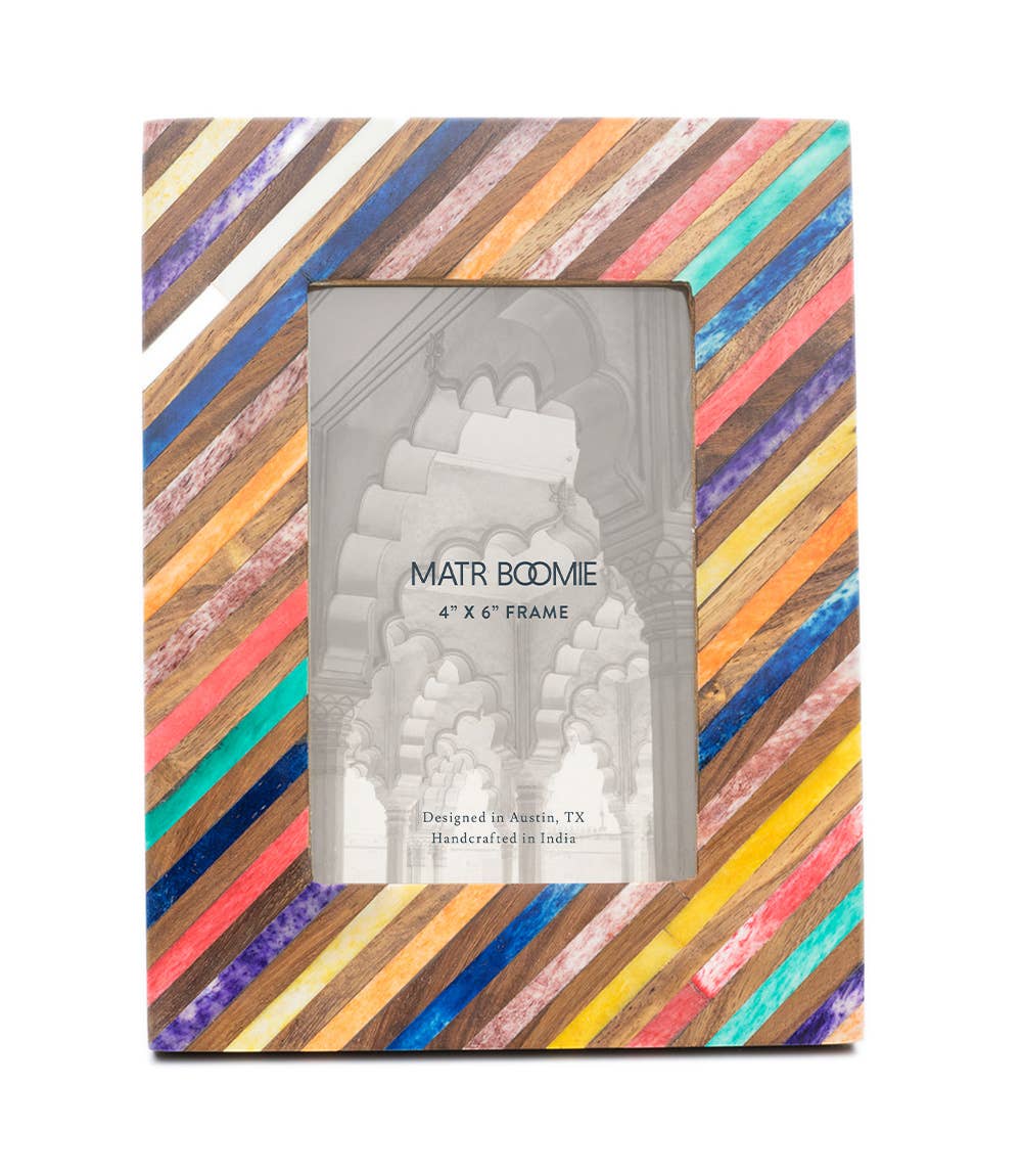 Banka Mundi 4x6 Multicolor Picture Frame-Bone, Wood Handmade