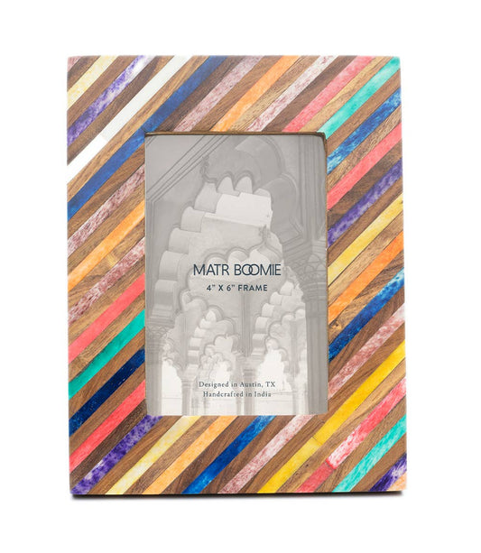Banka Mundi 4x6 Multicolor Picture Frame-Bone, Wood Handmade