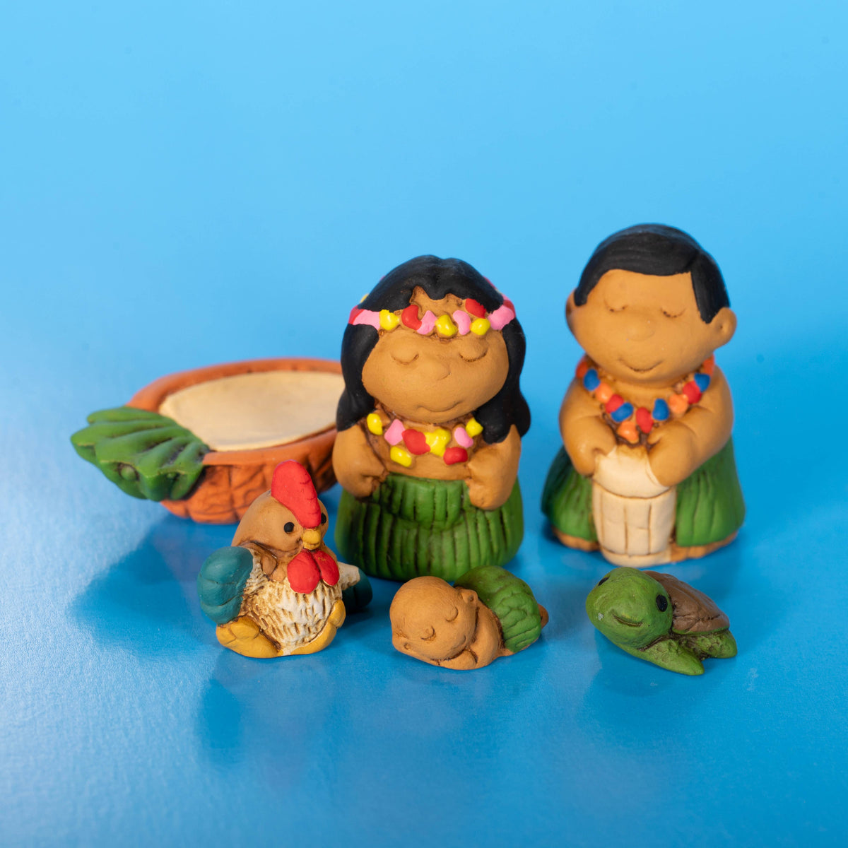 Miniature Ceramic Nativity - Hawaiian