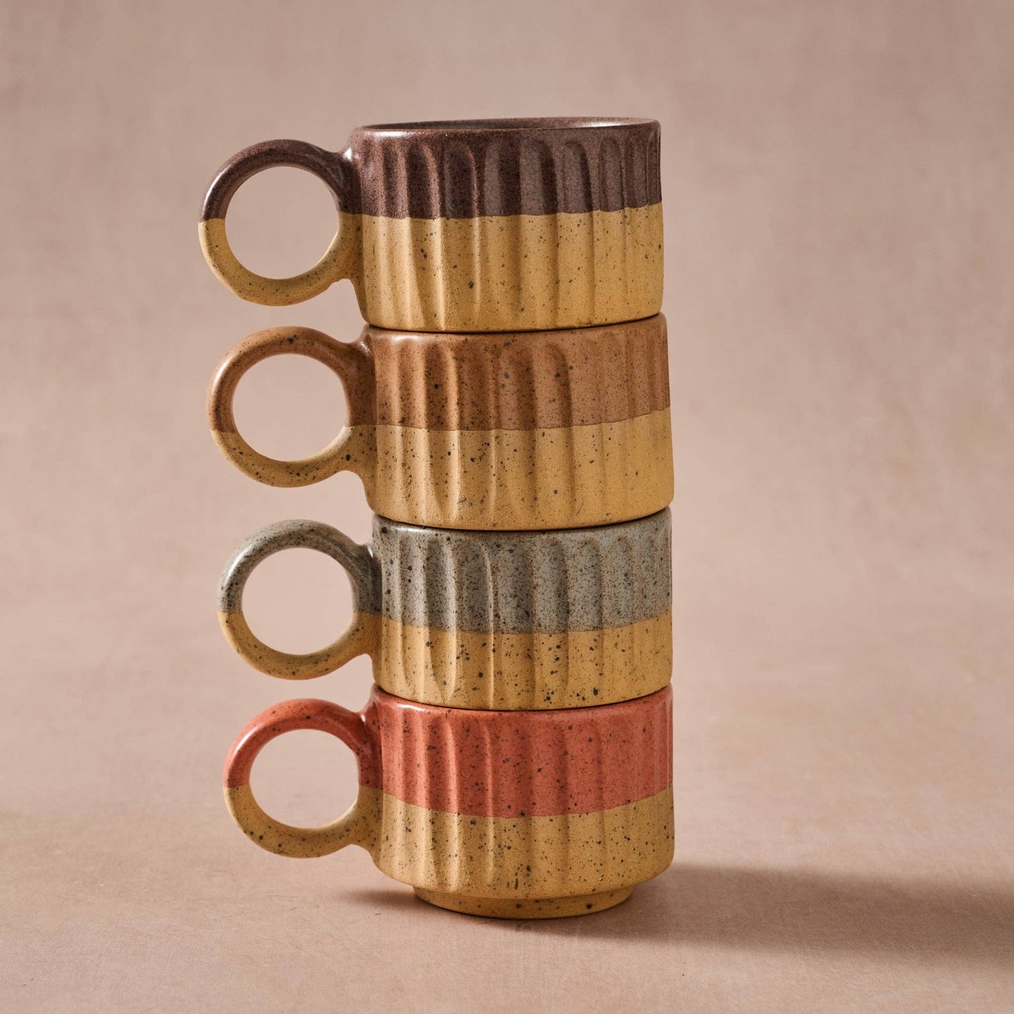 Sundara Fluted Ceramic Espresso Mugs - Assorted