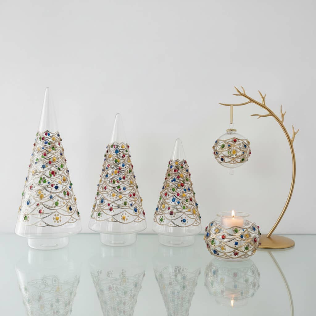 Blown Glass Tabletop Tree - Cone Dancing Flowers