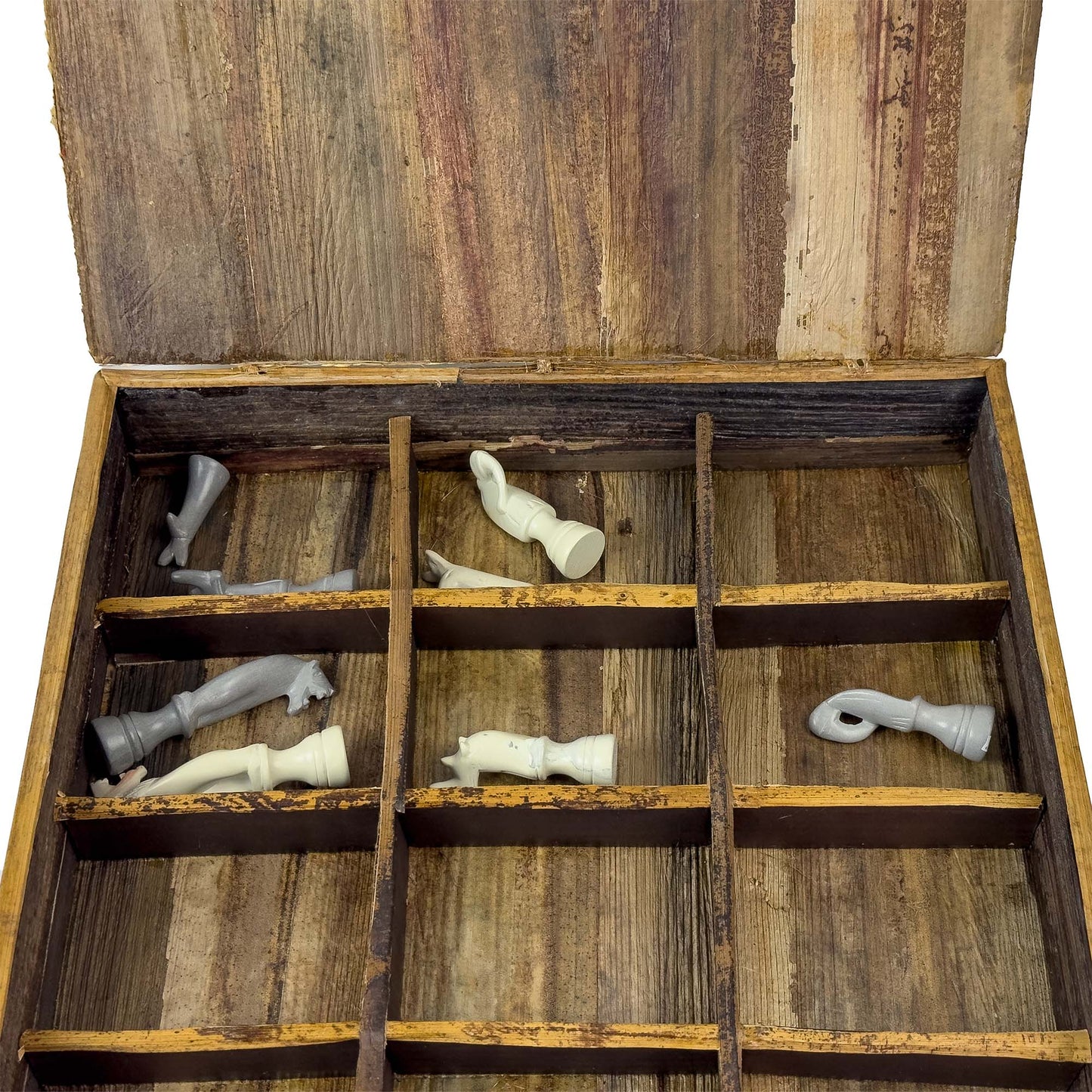 Soapstone Hand-Carved Chess Set w/ Box - Safari Animal Pieces, Grey/Natural