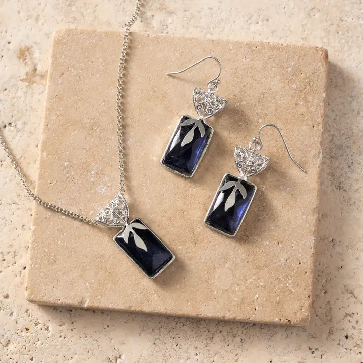 Chandra Glass Stone & Leaf Earrings