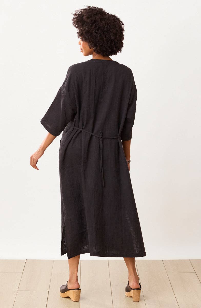 Reshma Cotton Double Gauze Kaftan - Black/Multi