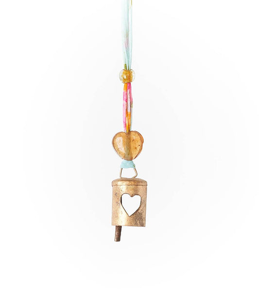 Chakshu Heart Cutout Bell Wind Chime Upcycled Sari