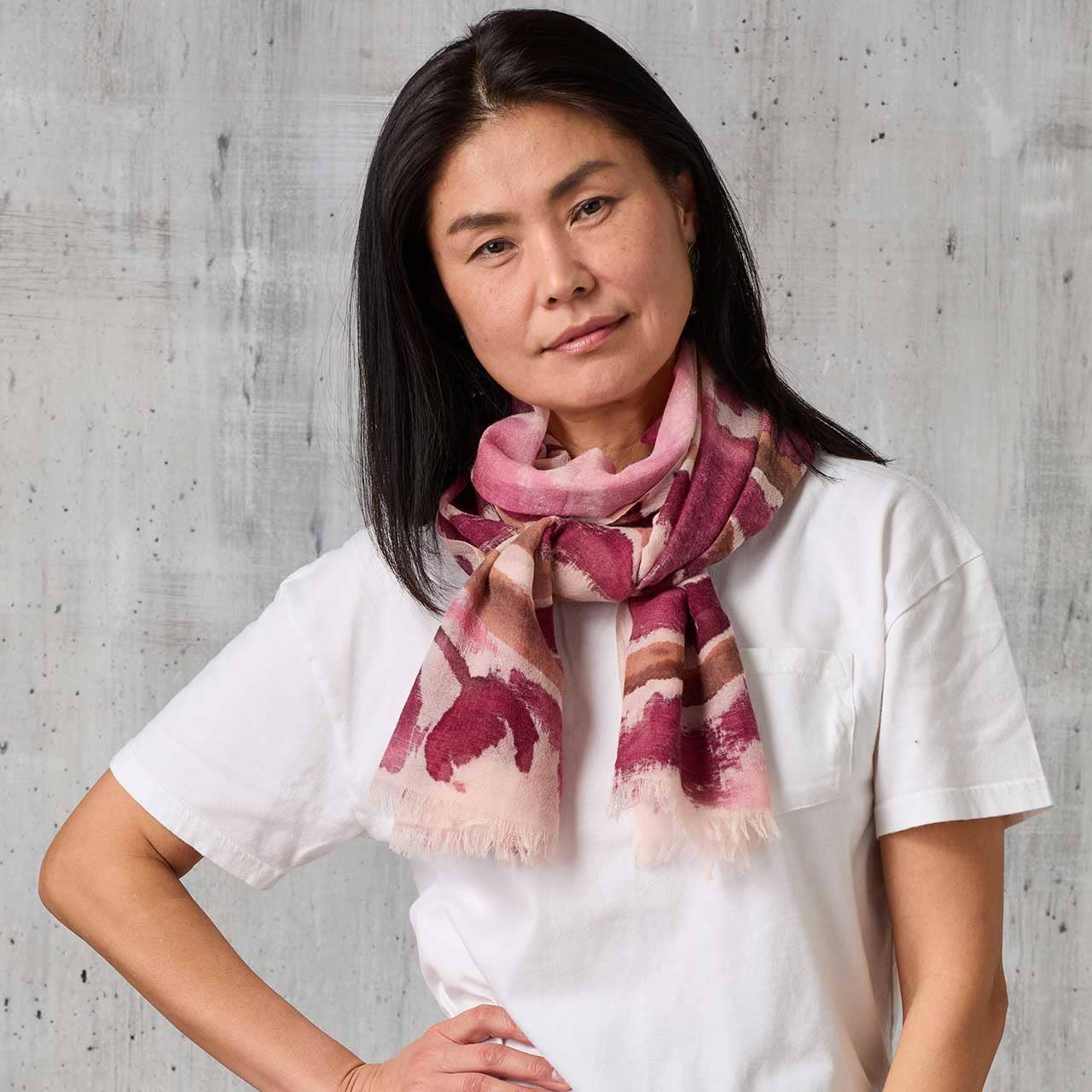 Plum Meadow Hand-Painted Scarf