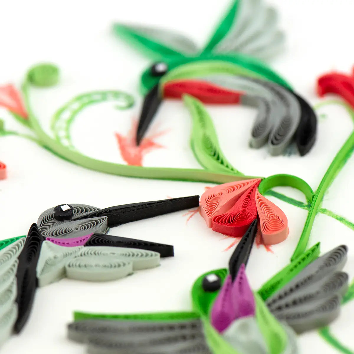Quilled Hummingbird Trio Greeting Card