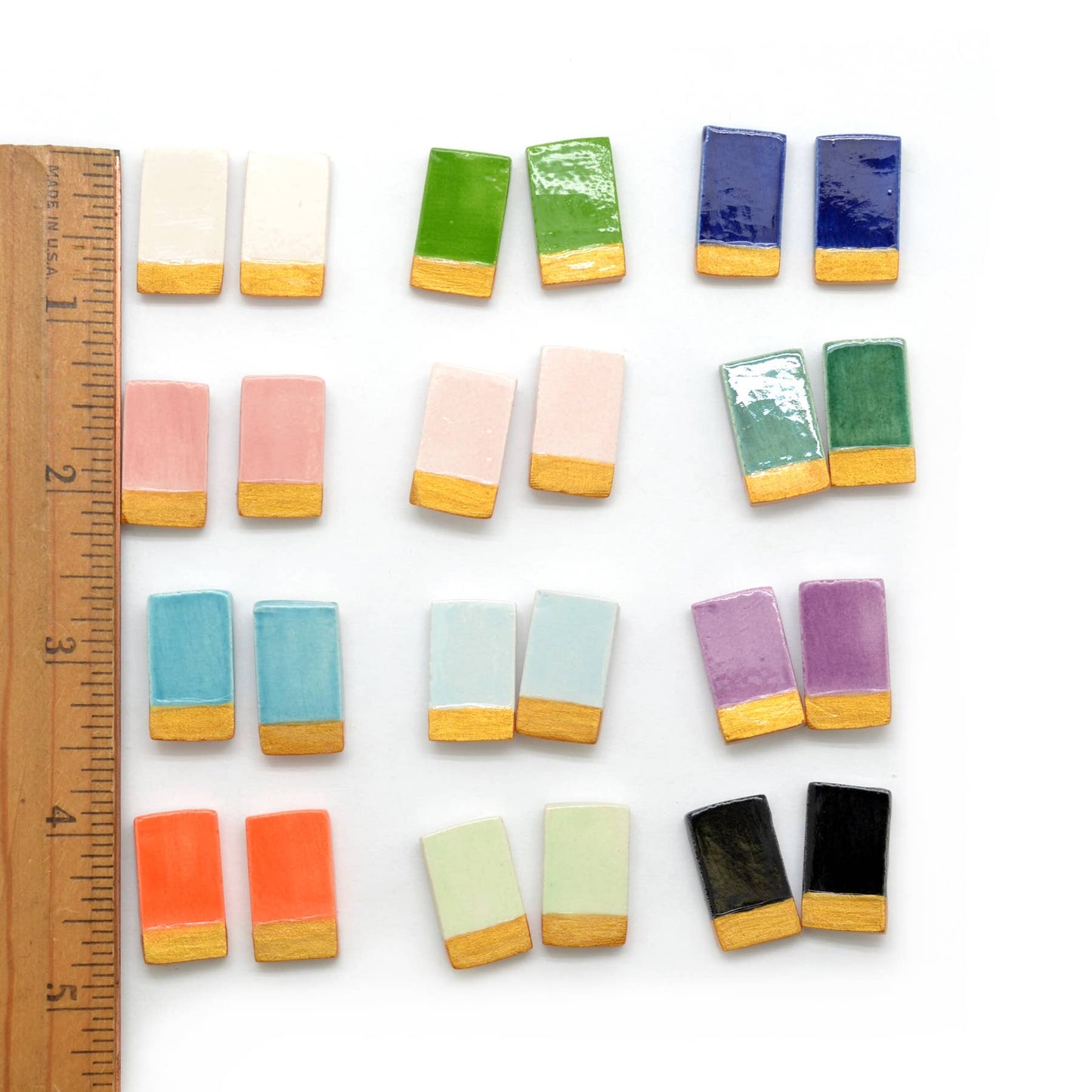 Modern Ceramic Rectangle Stud Earrings - Assorted
