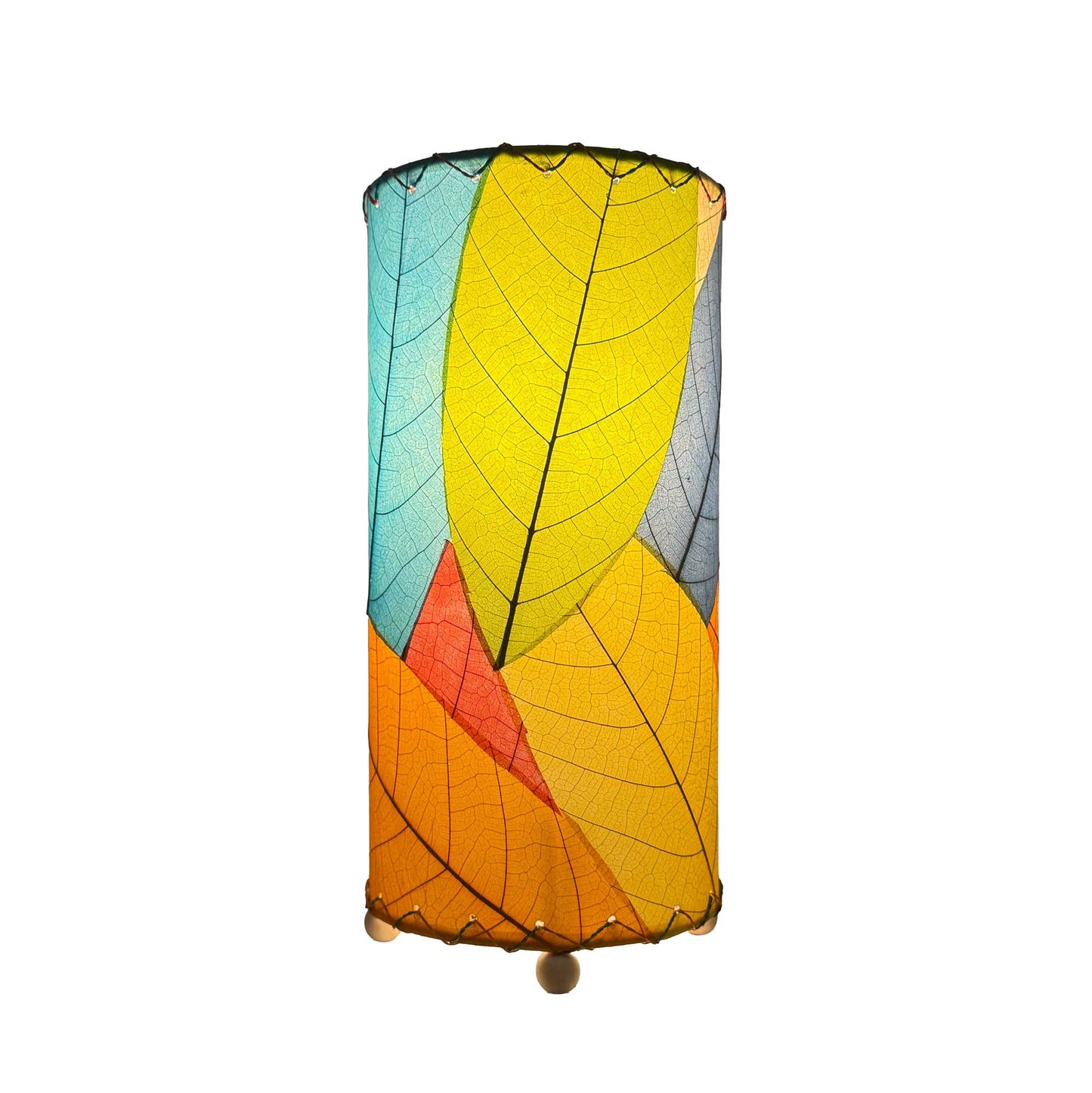 12'' Cocoa Leaf Cylinder Lamp - Multi