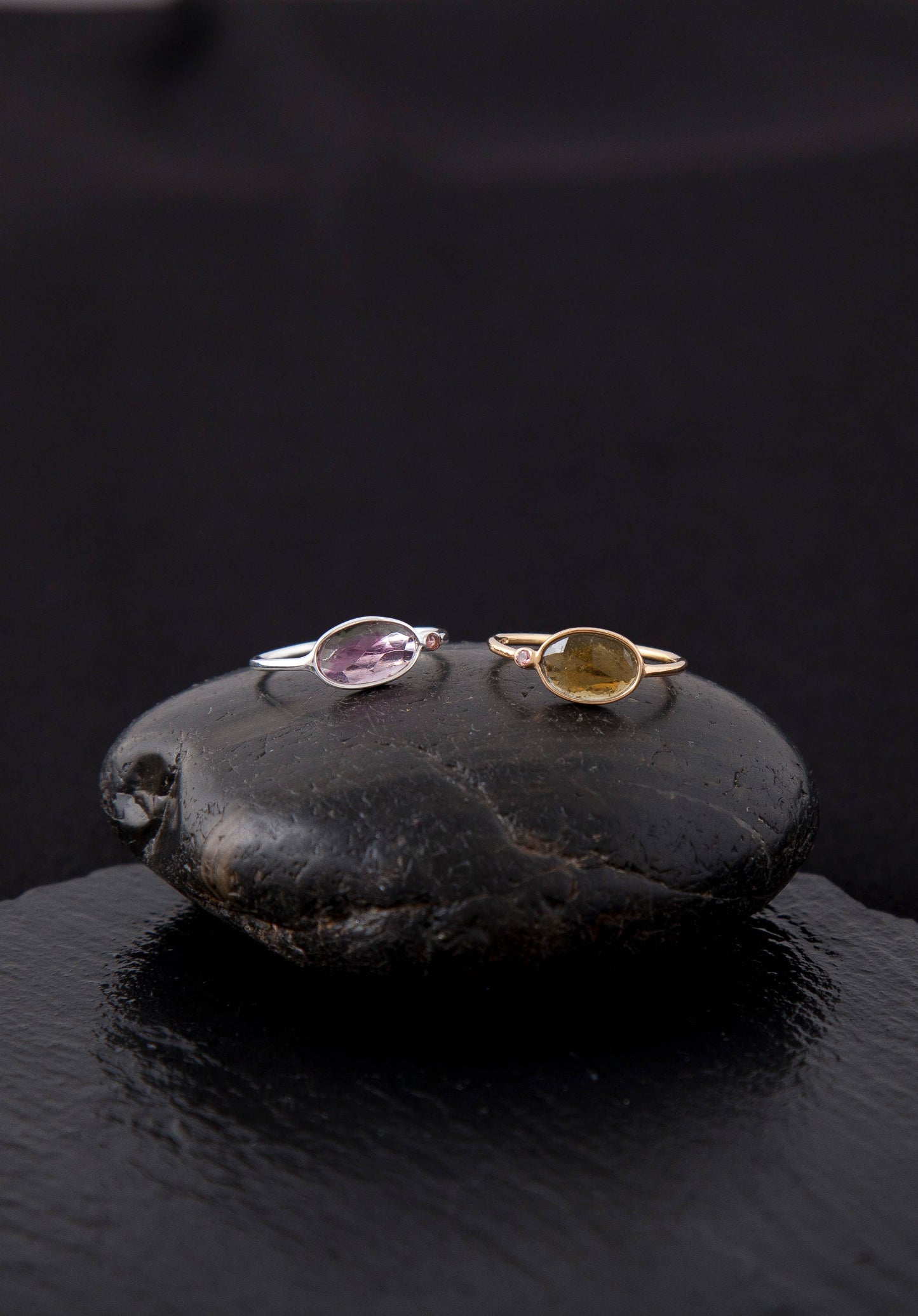 Gold Plated Two Stone Tourmaline Ring