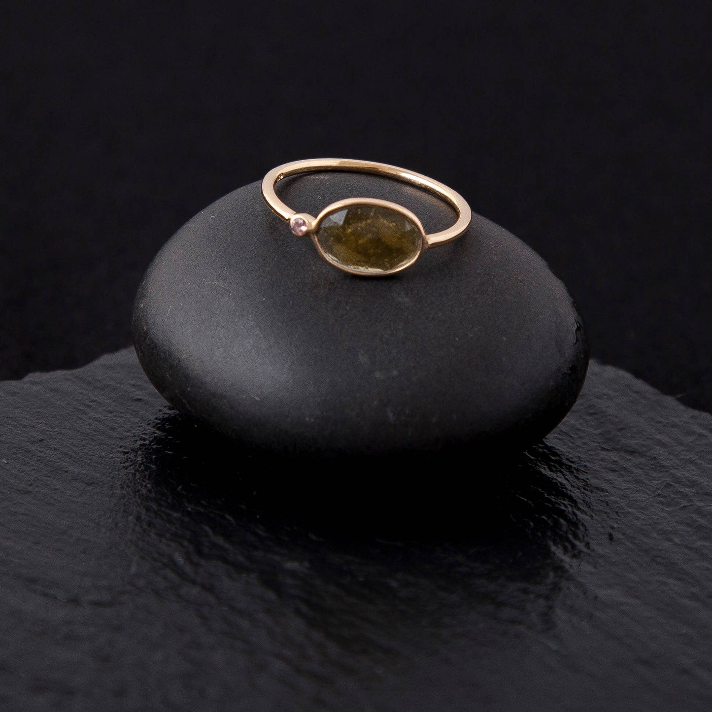 Gold Plated Two Stone Tourmaline Ring
