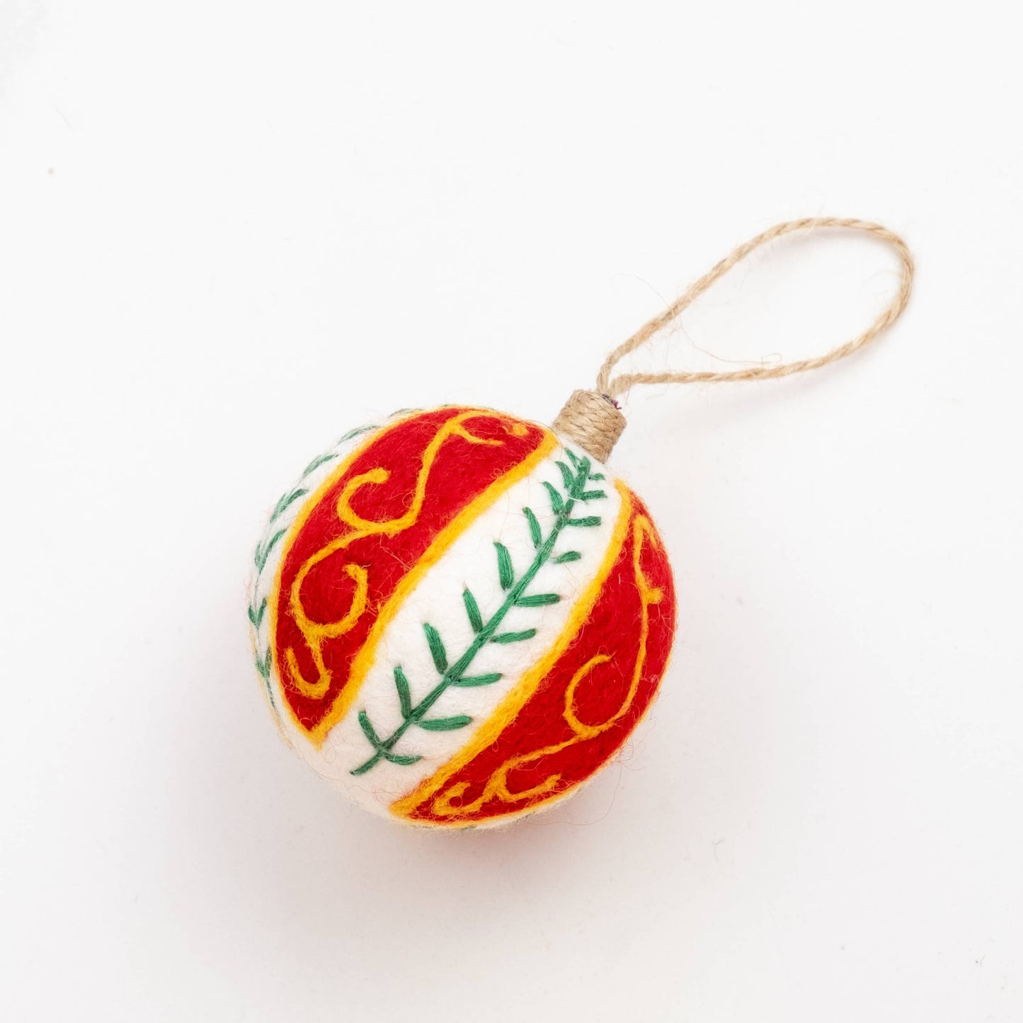 Embroidered Red Ball Ornament - Assorted