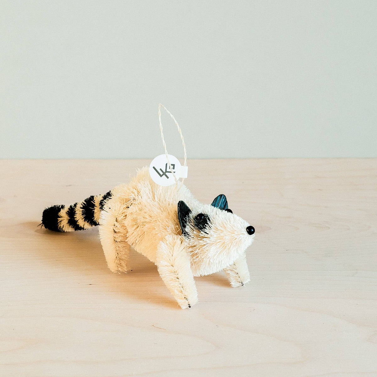 Raccoon Abaca Fiber Ornament - Black