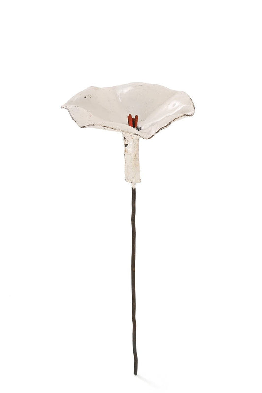 Small Metal Petunia Flower Garden Stake – White