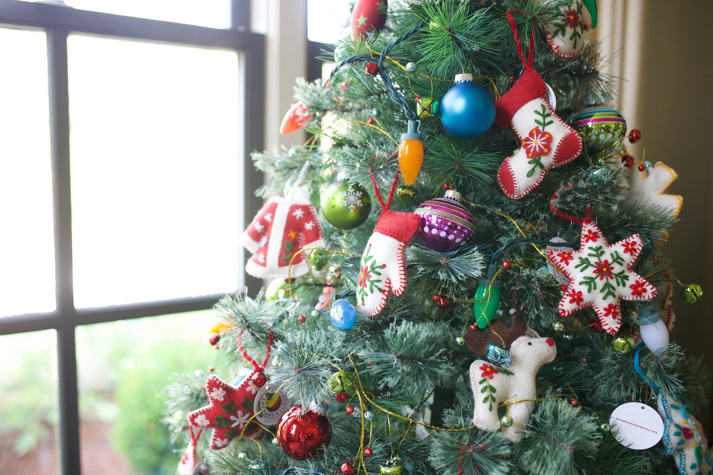 White Tree Embroidered Wool Ornament