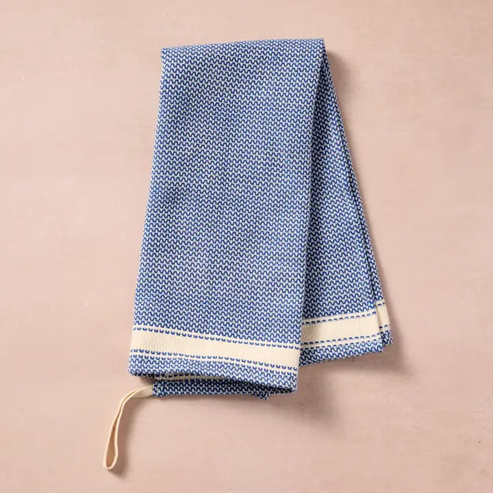 Matbakh Cotton Tea Towel - Blue w/ Tan