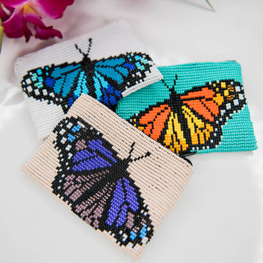Butterfly Beaded Coin Bag