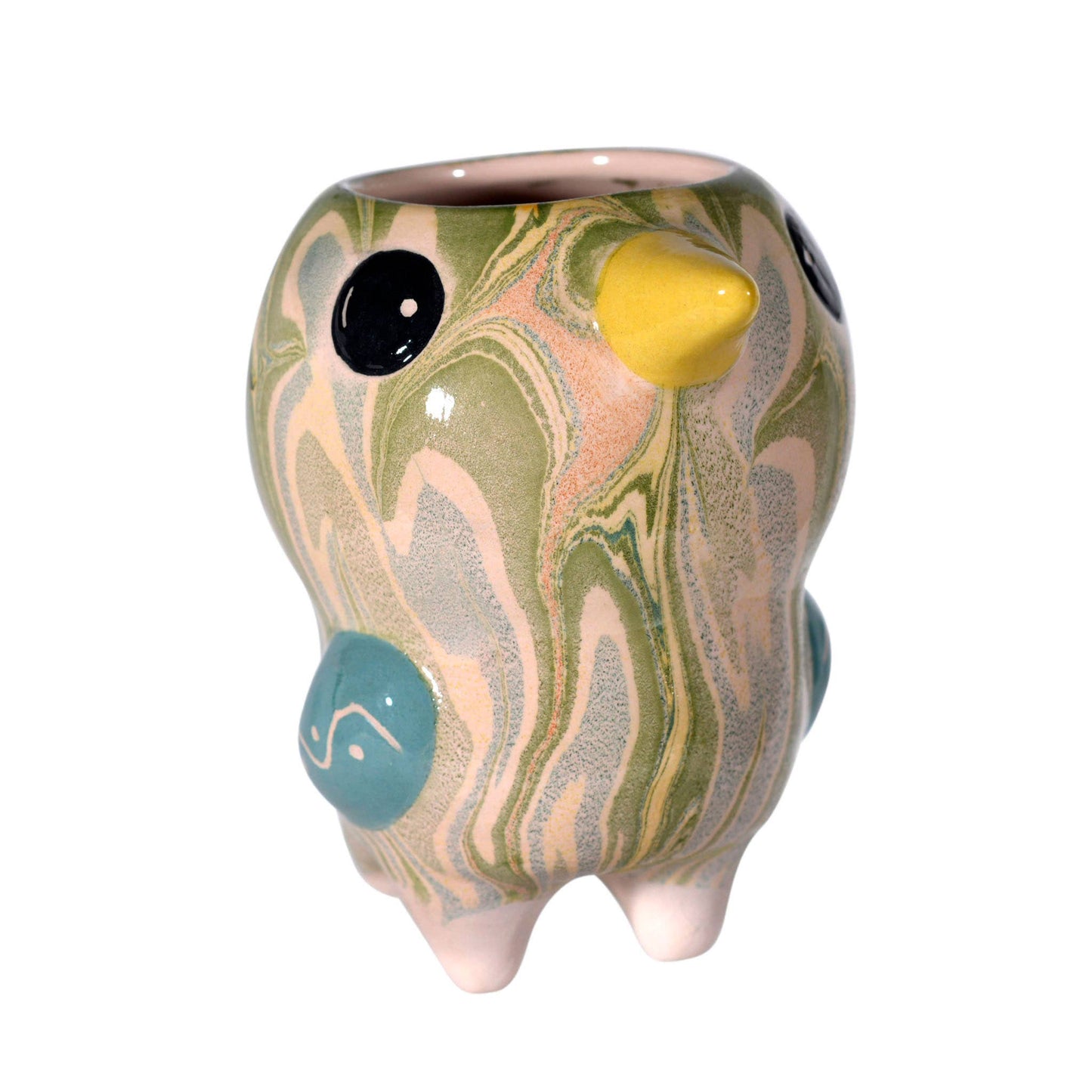 Marble Glazed Ceramic Plant Pot - Bird/Pio