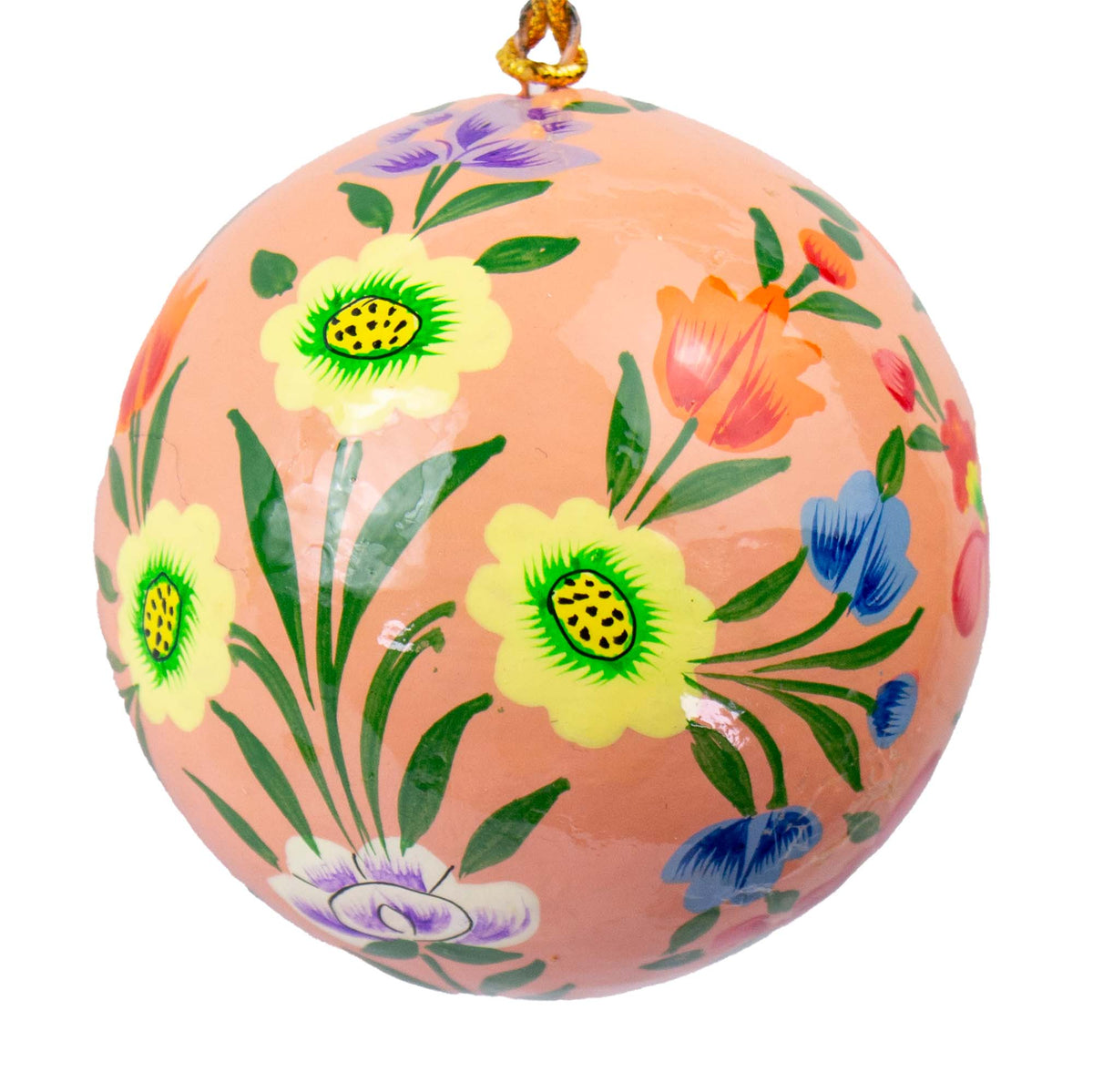 Handpainted Ornament - Pink w/ Abundant Flowers