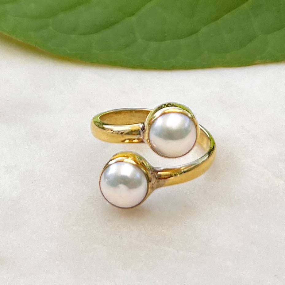 Pearls of Wisdom Adjustable Ring - Brass, Indonesia