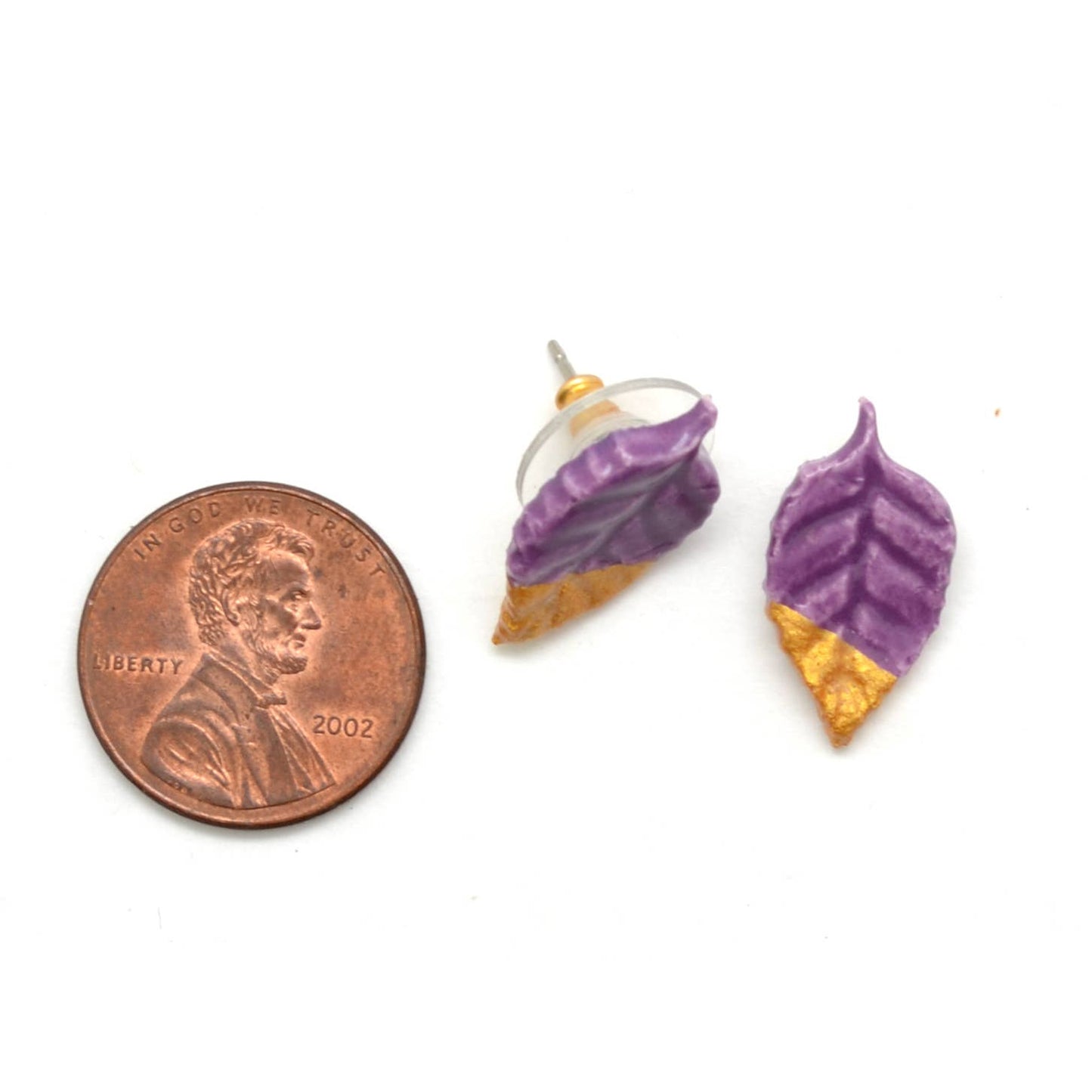 Ceramic Golden Leaf Stud Earrings - Assorted