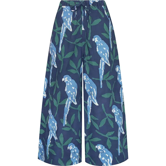 Trousers Crop: Parrots - Spruce