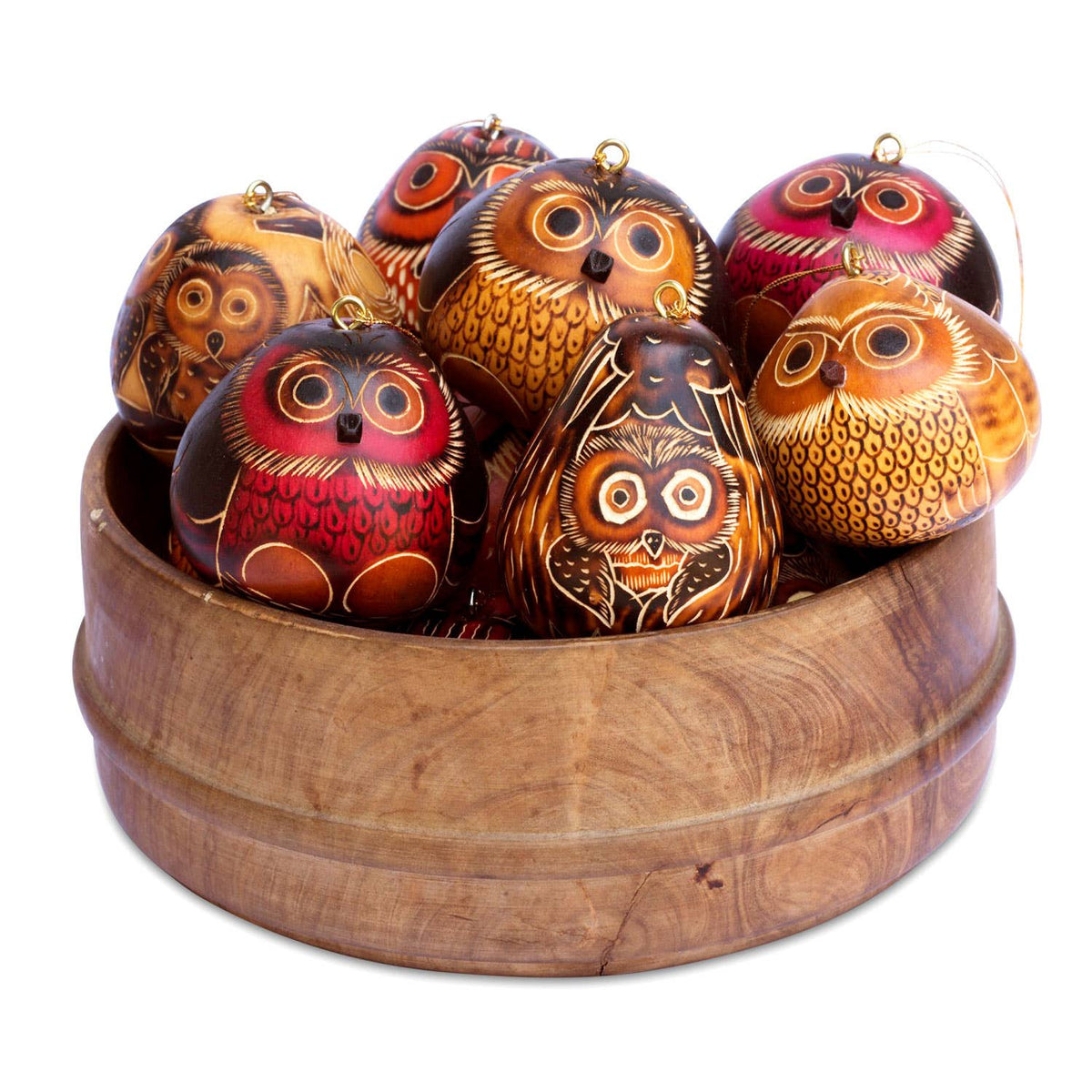 Mini Owl Gourd Ornament - Assorted