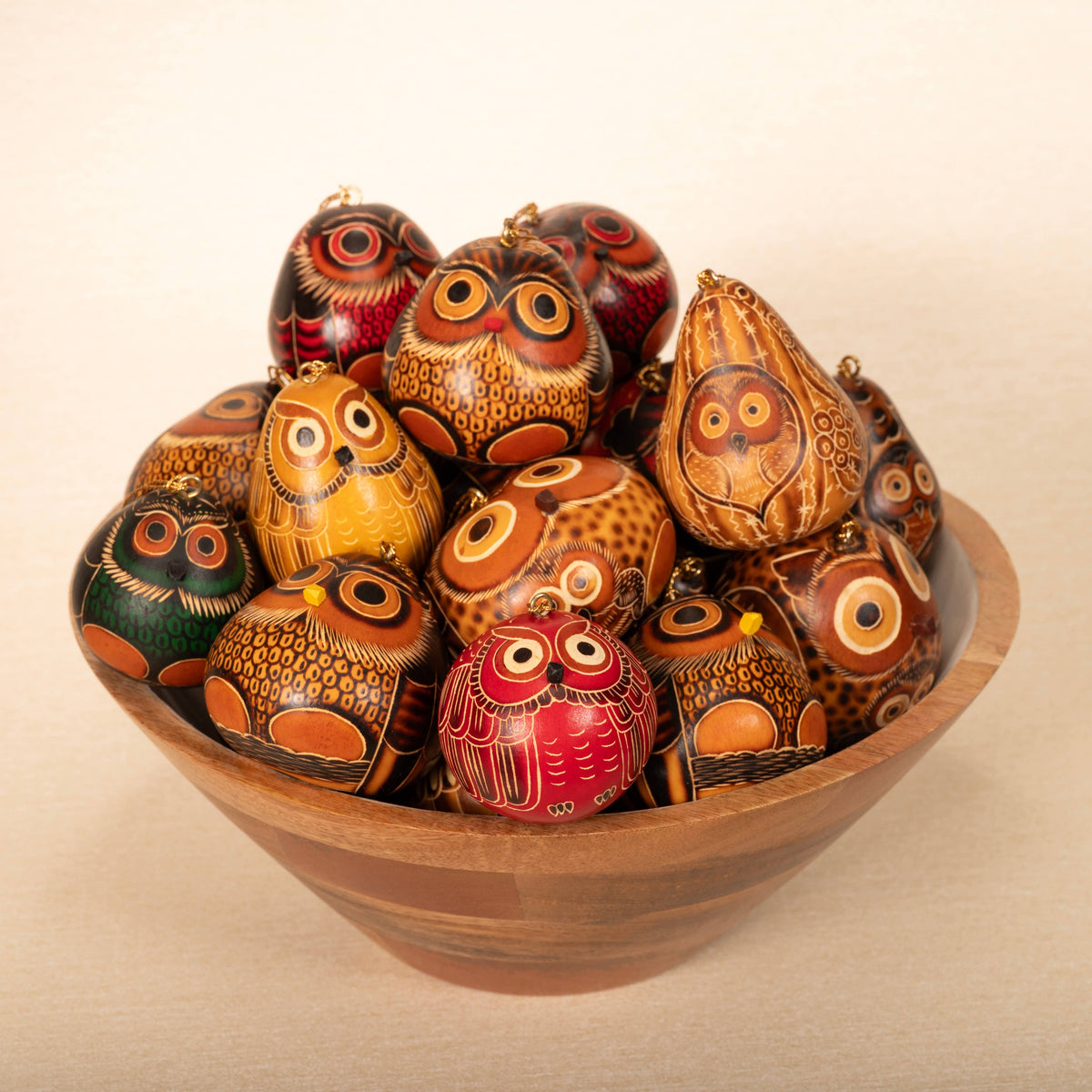 Mini Owl Gourd Ornament - Assorted