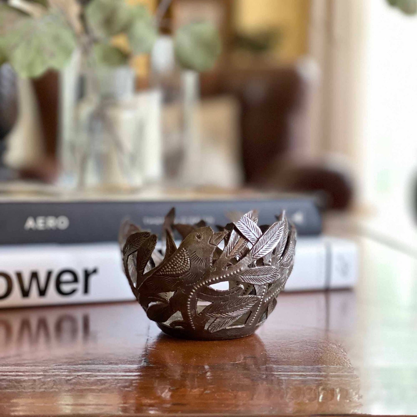 Cut Metal Bird Bowl