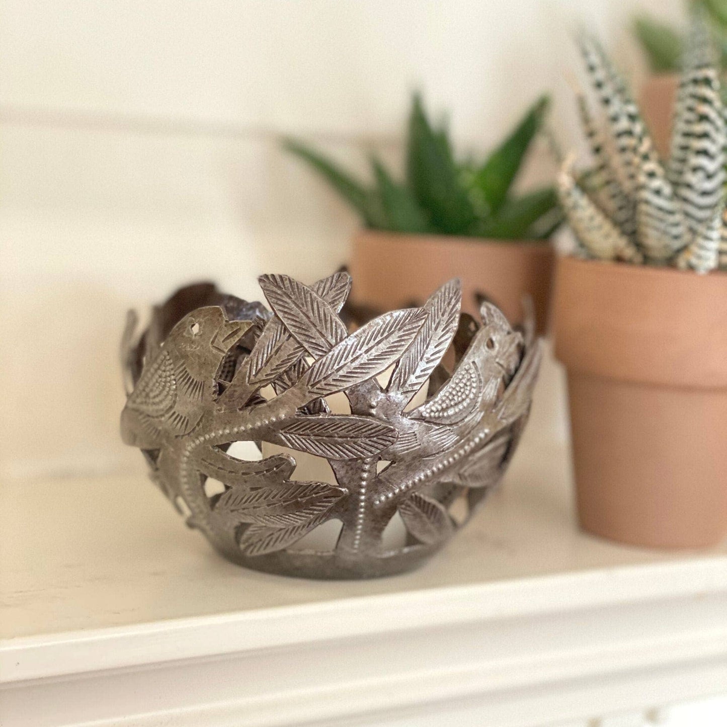 Cut Metal Bird Bowl