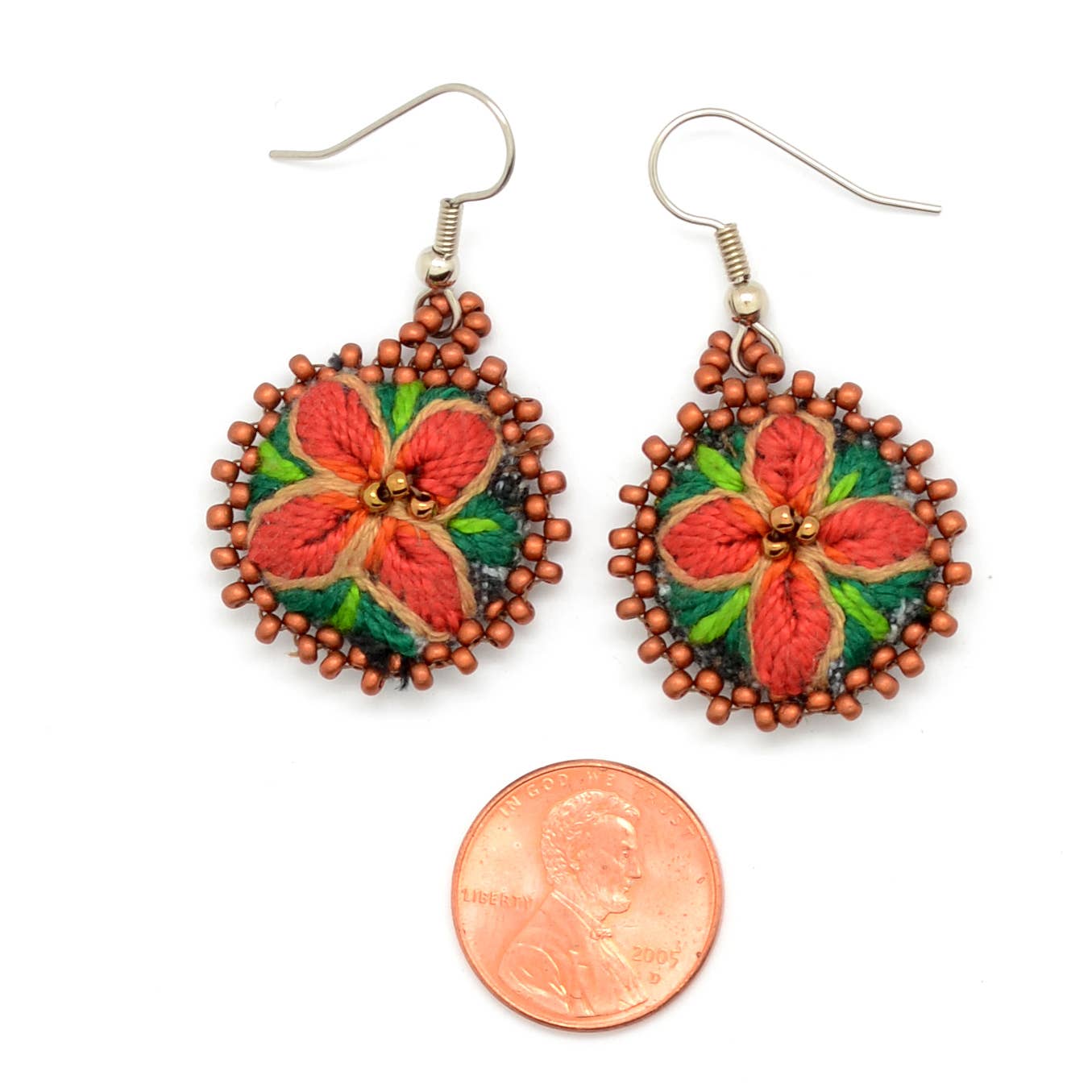 Embroidered & Beaded Flower Earrings - Assorted
