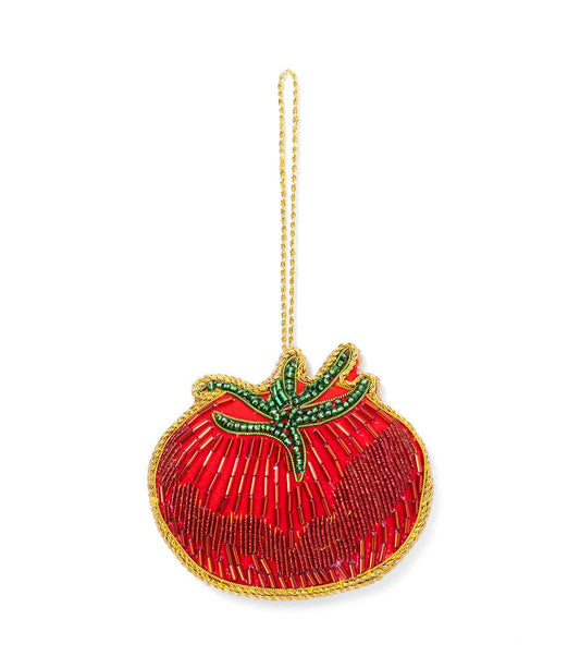 Larissa Plush Tomato Beaded Fabric Ornament