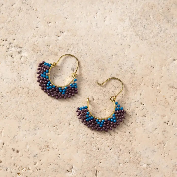 Keel Glass Bead Fringe Earrings