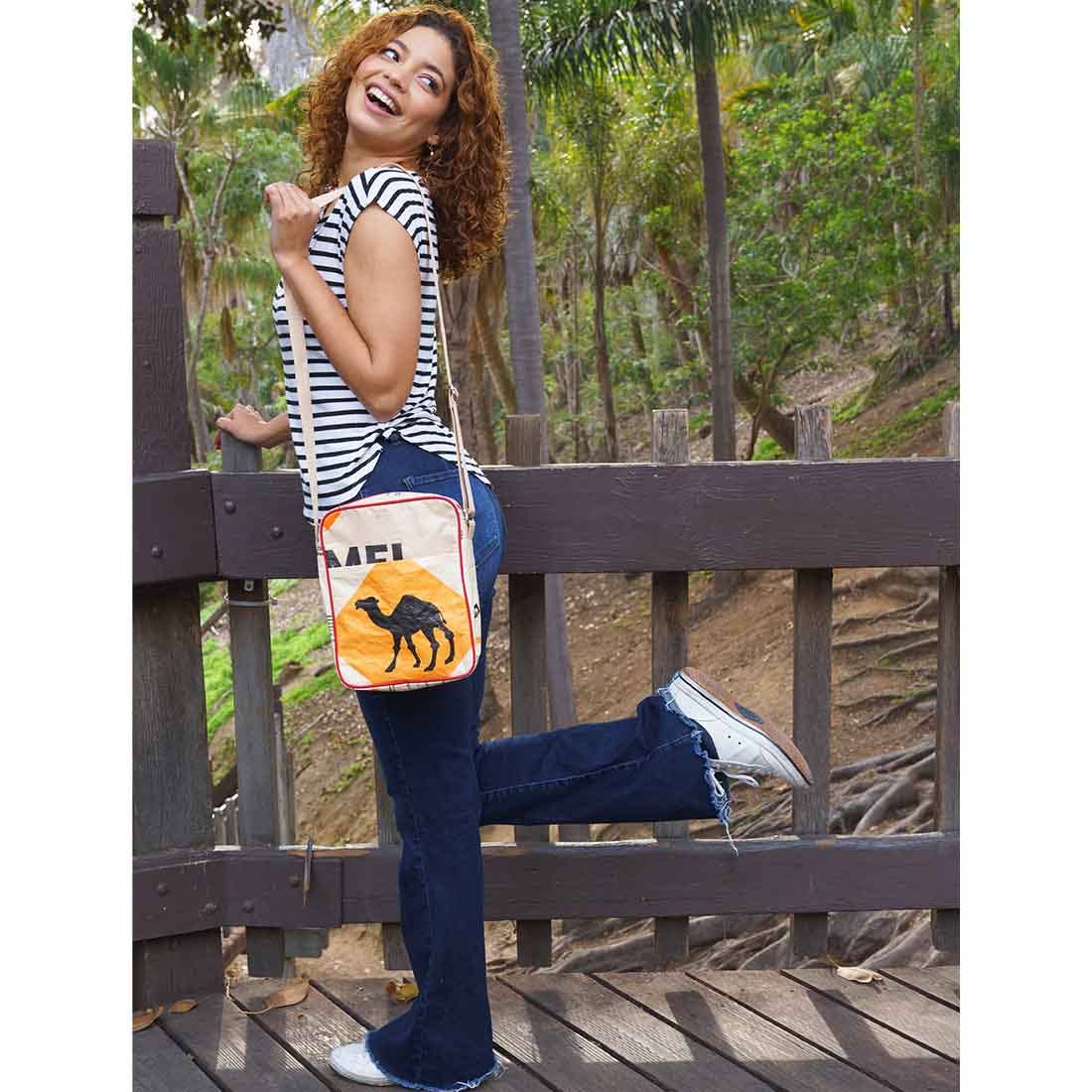 Recycled Cement Bag - Crossbody / Camel