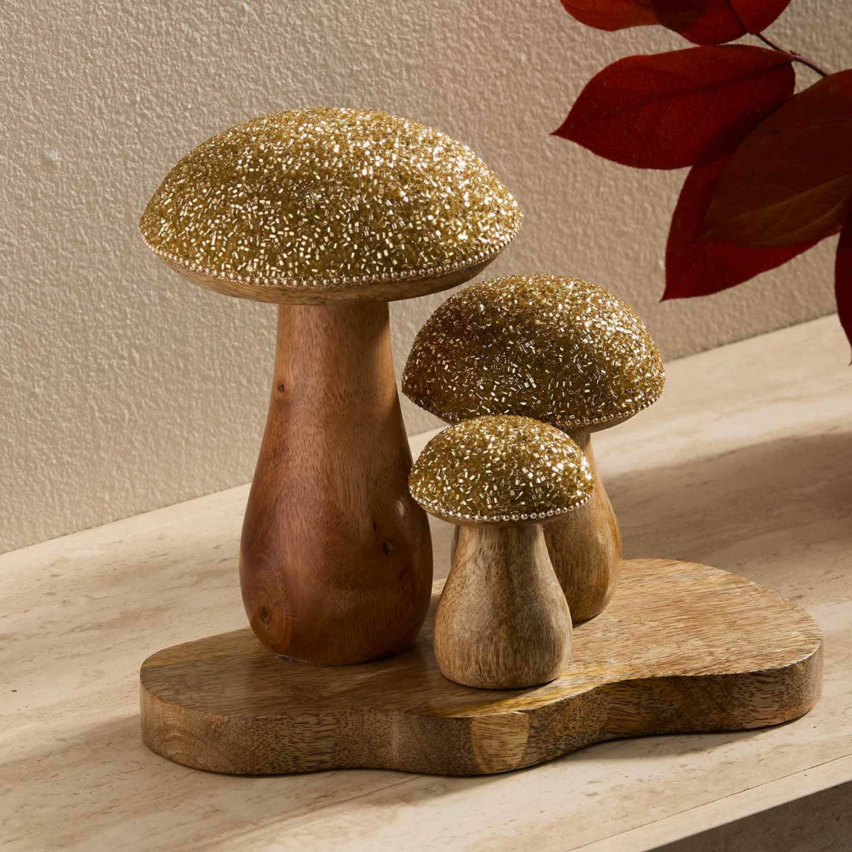 Shimmering Mushrooms Fall Decor