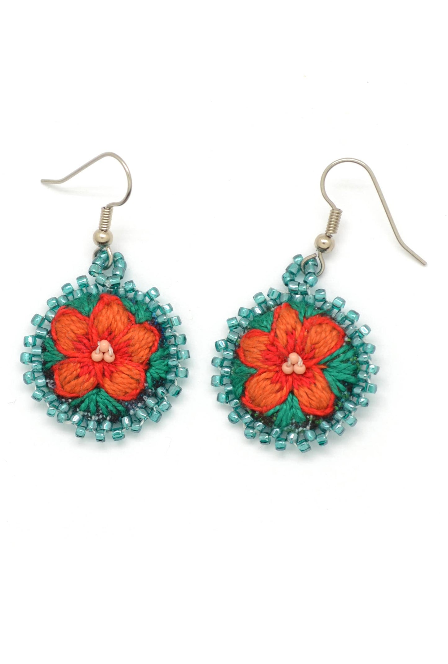 Embroidered & Beaded Flower Earrings - Assorted