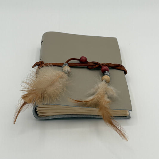 Leather Journal - Gray/Feathers
