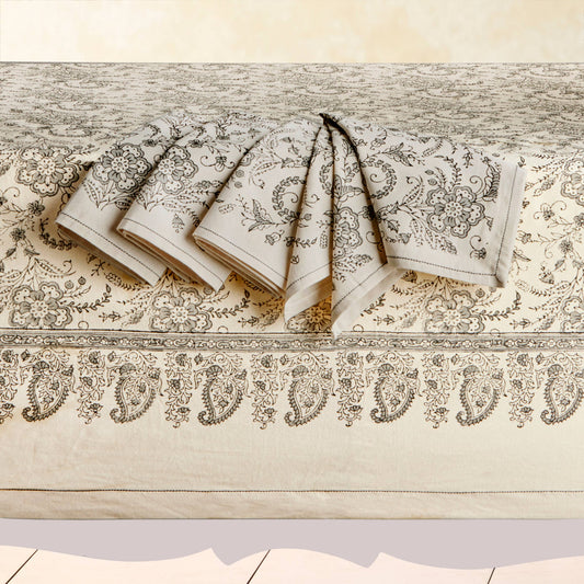 Hand Block Printed Cotton Tablecloth - Ivy Slate